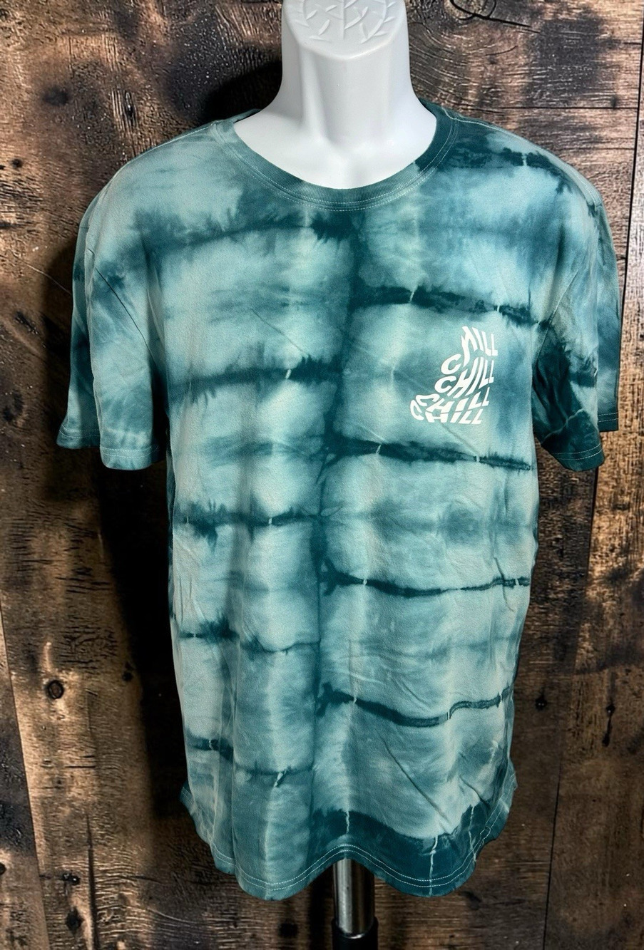 Men's Pacsun Tie Dye Chill T-Shirt Sz M Short Sleeve Teal Tee Surf Beach Vibes